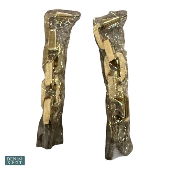 Eddie Borgo Supra Link Drop Earrings Gold 12K Finish Modern Luxe Statement NEW - Picture 8 of 10